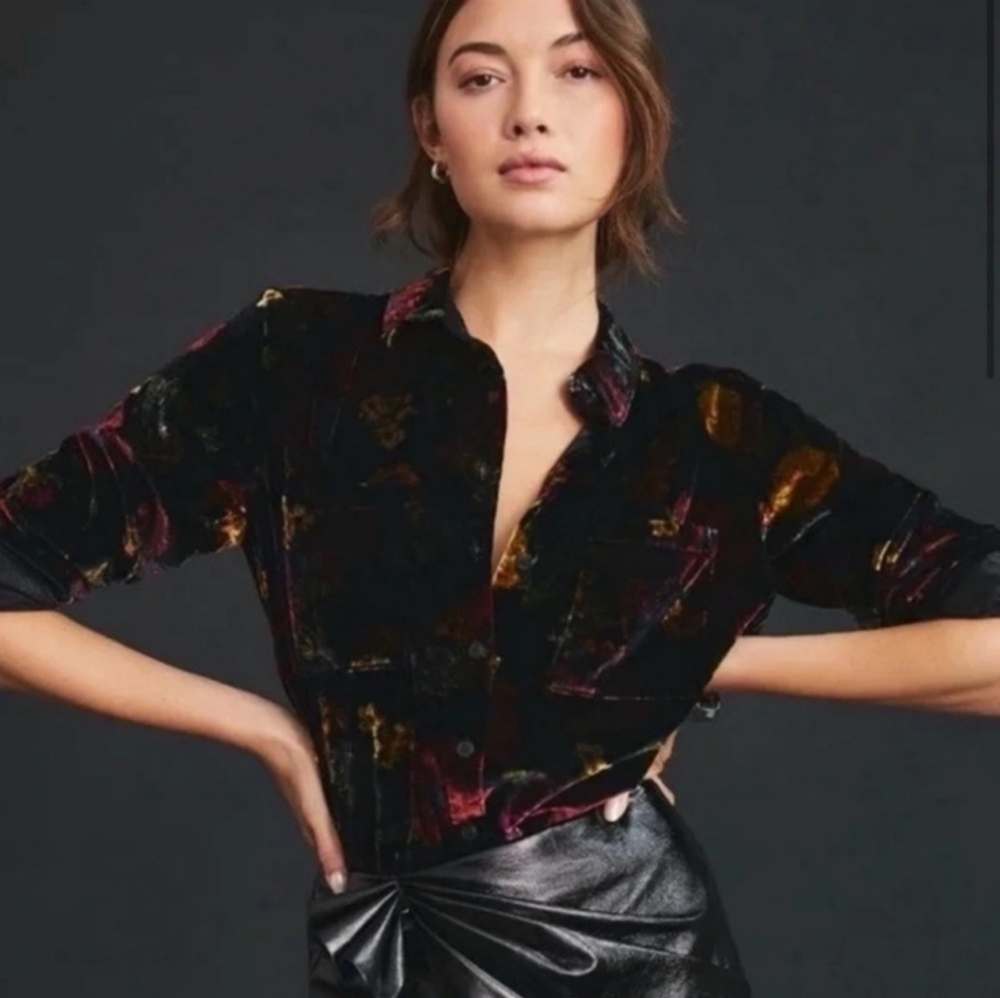 Pilcro Hadley Floral Velevt Shirt
